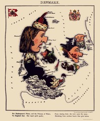 Historic Map – Denmark – Hodder 1869 – Vintage Wall Art