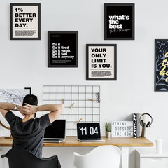 Motivational Inspirational Office Wall Art Decor Prints Set of 4, Black Motivati