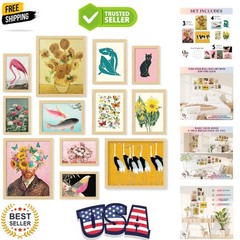 12 Pcs Eclectic Wall Art Set – Trendy Maximalist Wall Decor, Cool Funky Poste…