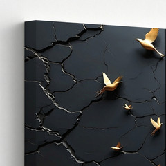 3 Pieces Golden Tree Birds Modern Gold Large Wall Art Set for Living Set Of 3