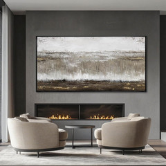 Neutral Wood Abstract Canvas Art – Large 29″x58″ Wall Decor for Home
