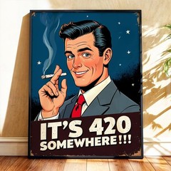 Its 420 Somewhere Poster Retro Stoner Wall Art Vintage Weed Pop Art Marijuana