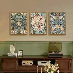 Fantasy Artists 3 piece Framed William Morris Wall Art Vintage 16L» x 12W» Dark
