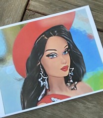 Barbie Portrait Art Print 8×10 – Cowgirl Beauty #159A