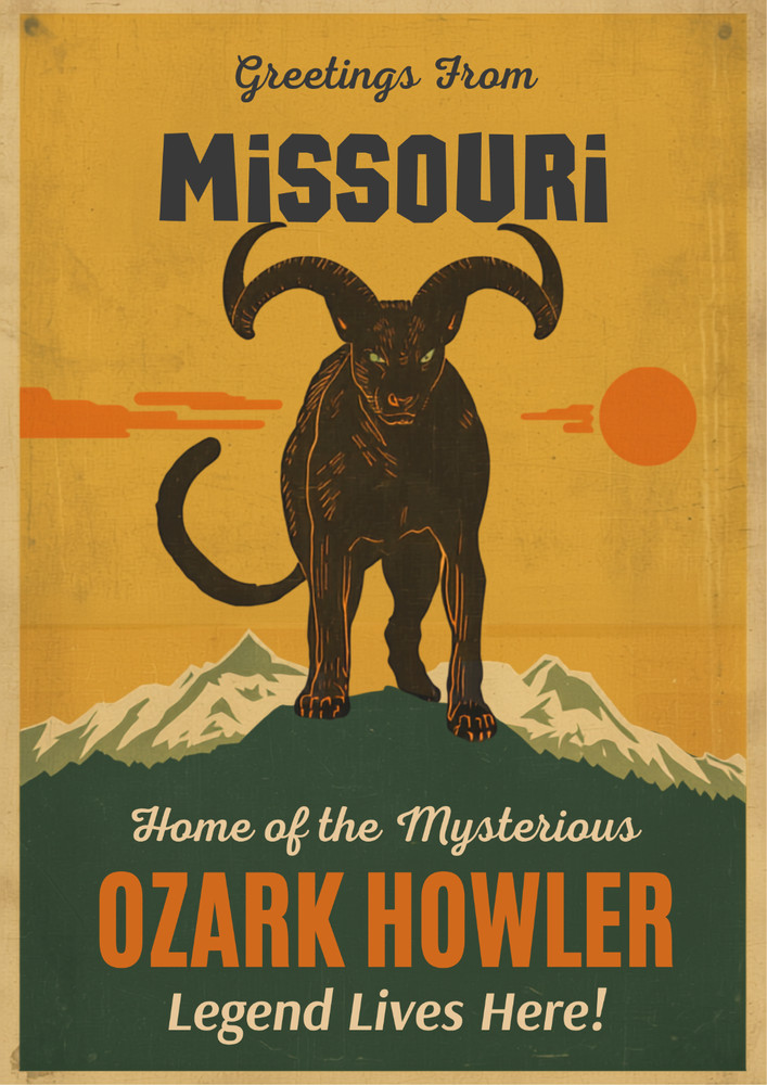 Ozark Howler Cryptid Wall Collage Postcard Style Poster