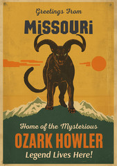 Ozark Howler Cryptid Wall Collage Postcard Style Poster