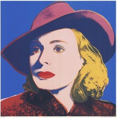 ANDY WARHOL Ingrid with Hat 39.5″ x 27.5″ Poster 1983 Pop Art Pink, Yellow, Blue