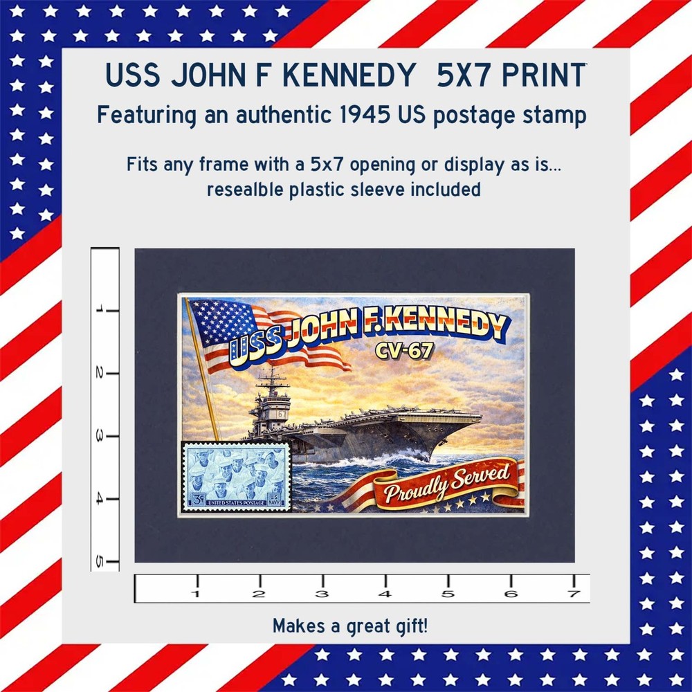 USS JOHN F KENNEDY CV-67 Matted Print Wall Art – US Navy Veteran Gift Store