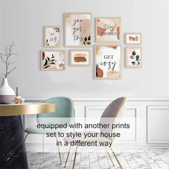 Aesthetic Modern Abstract Wall Art Set – 8 Framed Pictures for Home Decor