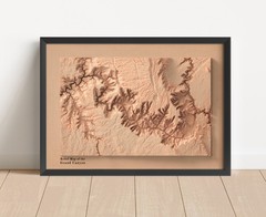 Grand Canyon Map, Grand Canyon 2D Relief Map, Arizona Map – 2D Flat Print