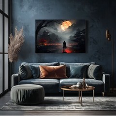 Mystical Samurai Ancient Japanese Fantasy Painting Print Canvas Wall Art Warrior