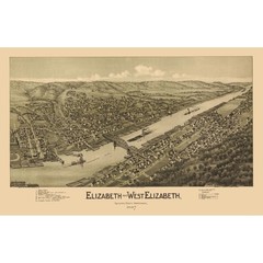 Historic Panoramic View – Elizabeth Pennsylvania – Fowler 1897 – Vintage Wall