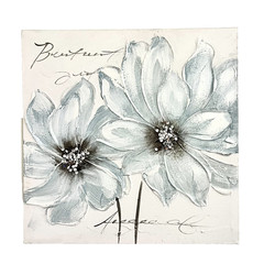 Print On Canvas Floral Art Gallery Wrapped Blue and White Magnolia Wall 16x16in