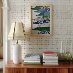 Japandi Alligator Wall Art Print Green Blue Animal Poster Modern Nature Decor