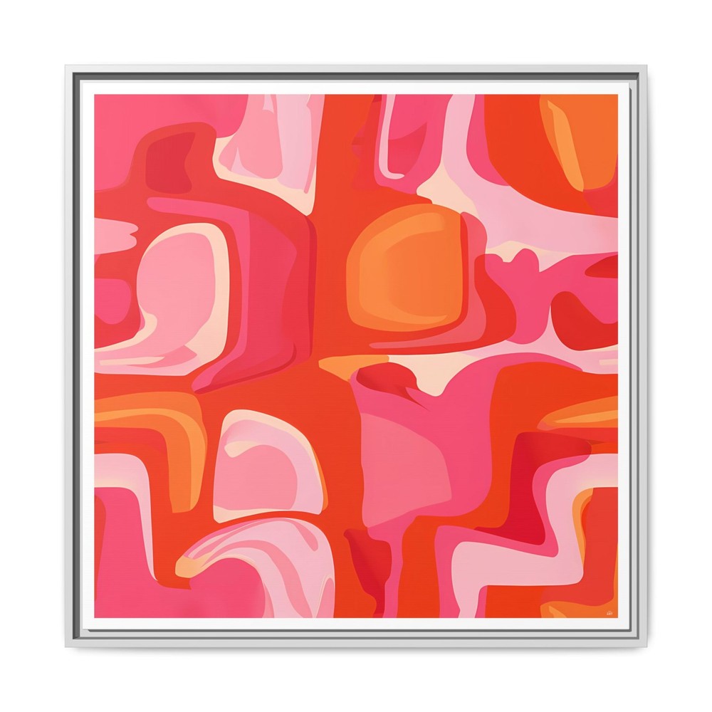 Abstract Pink Orange Swirl Canvas Framed Wall Art | Matte
