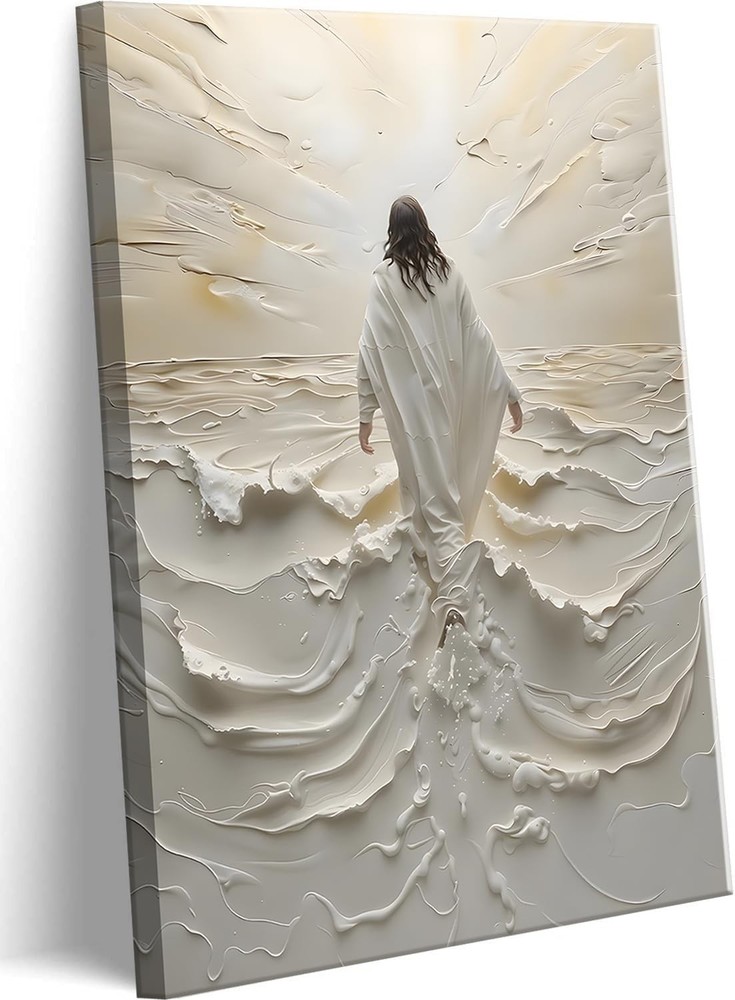 Jesus Walking on Water Canvas Art Print – Christian Wall Decor 12x16in