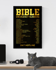 Bible Emergency Numbers Poster Christian Scripture Reference Wall Art Unframed
