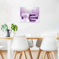 Luxurious Waterproof Zen Canvas Art – Butterfly and Water Lily Decor 16×12