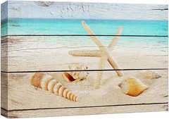 12″x18″-Starfish Seashells Wall Art Canvas Print Rustic Decor