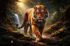 Digital Art Photo, Landscape Wall Decor Wildlife Tiger Poster Printable Wall Art