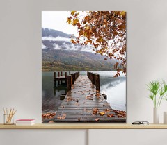 Wood Pier on Lake 5mm thick Plastic Poster Ready to Hang 45x60cm