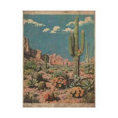 CACTUS FLOWER Wall Art, Retro Western Botanical Decor, Desert Sky Floral Poster