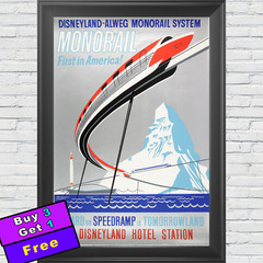 Disneyland Monorail Attraction Poster 12″x18″