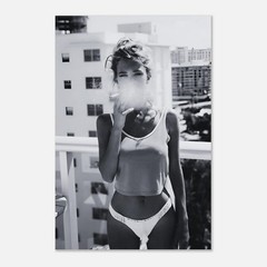 Smoking Balcony Woman Poster Urban Fashion Wall Art Aesthetic Room. Unframed
