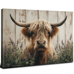 Highland Cow Wall Art Farmhouse Longhorn Animal Picture Canvas for Bathroom K…