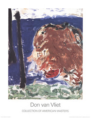 DON VAN VLIET Tiger Boat 35.5″ x 27.5″ Poster Expressionism Brown, Blue, Green A