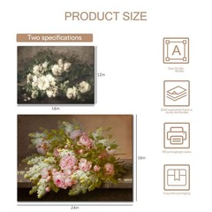 Vintage Floral Wall Art Set of 2, 16″L x 12″W, 2Pcs Flower