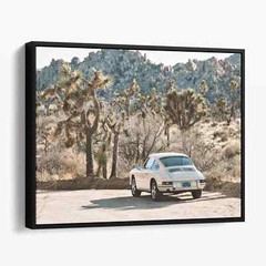 Vintage White Porsche In Desert Retro Sports Cars Canvas Print Wall Art