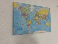 Classic World Map Poster on Canvas Traditional Political Global Map Countries Co