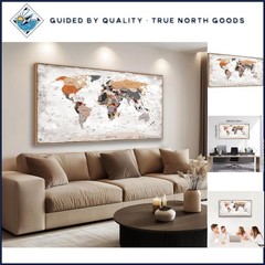 Multicolor Travel Theme World Map Canvas Art for Living Room Decoration