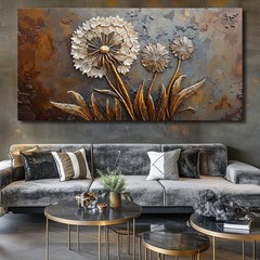 Framed White Flower Wall Art Taupe Floral Canvas 30×60