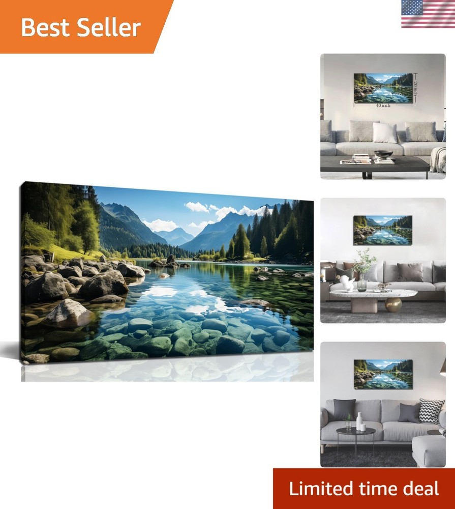 Landscape Wall Art for Living Room, Mountain and Lake Wall-Decor for Bedroom,…