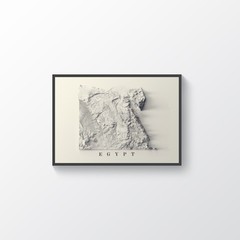 Egypt Map, Egypt Relief Map, Egypt Minimalist Map – 2D Flat Print