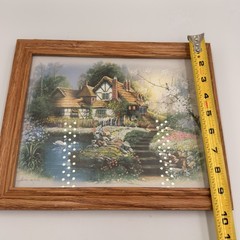 Vintage Andres Orpinas Cottage 1 Garden Swan Scene Framed Print Signed 11.5×9.5