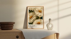 Vintage Daisy Flower Botanical Art Print Cottagecore Wall Decor Floral Poster