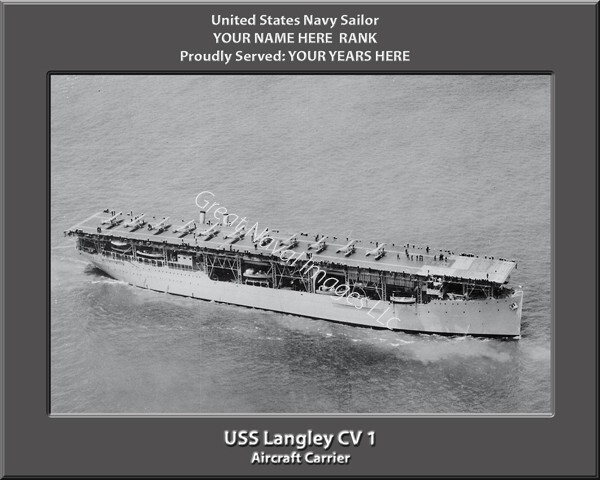 USS Langley CV 1 Personalized Canvas Ship Photo Print Navy Veteran