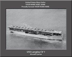 USS Langley CV 1 Personalized Canvas Ship Photo Print Navy Veteran