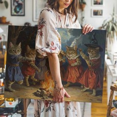 Wall Art Cats Dancing Around Campfire Fantasy Folklore Step Five Glowin Canvas