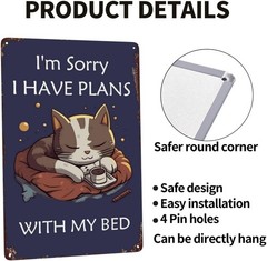 Tin Metal Sign Cat Poster Plans With My Cat Vintage Bathroom Wall Art 8X12