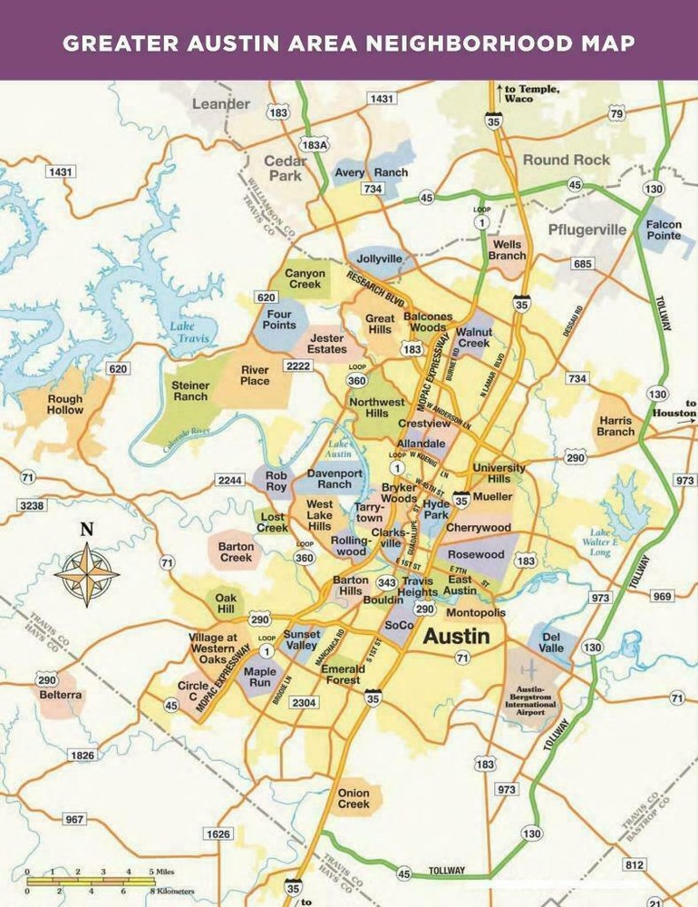 AUSTIN TEXAS MAP GLOSSY POSTER PICTURE PHOTO BANNER PRINT road city usa tx 5818