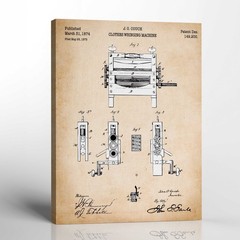 Laundry Room Wall Décor Vintage, Patent Wringing Machine Canvas Print