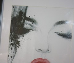 Black Framed Abstract Woman Face Watercolor Print Wall Picture