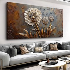 Framed White Flower Wall Art Taupe Floral Canvas 30×60