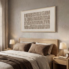 Large Framed Neutral Abstract Canvas Wall Art for Living Room, Horizontal Wab…