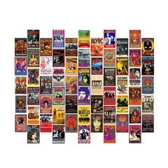 60 PC Vintage Rock Band Posters, 70s 80s 90s Retro Concert Prints, Bedroom Wa…