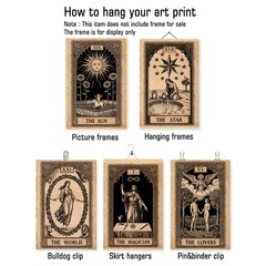 Tarot Wall Art Vintage Tarot Card Poster The Sun Moon Hermit Empress Prints G…